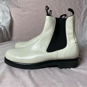 Emme Parsons White Leather Zion Chelsea Boots Size 10